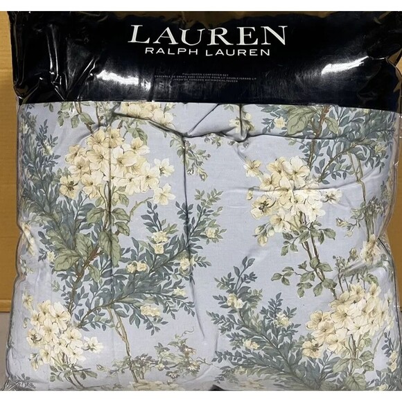 LAUREN RALPH LAUREN Sadie Floral 3-Pc. Comforter Set King $385 Cotton Blue READ - Picture 7 of 7